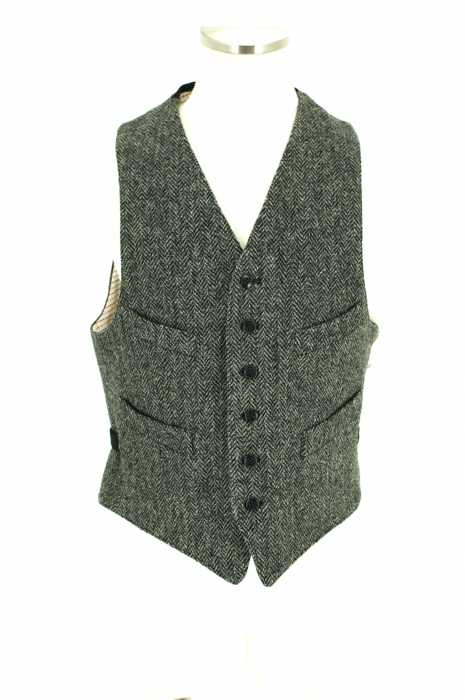 BEAMS×HARRIS　TWEED （ビームス×ハリスツイード） ヘリンボーンウールベスト ジレ メンズ トップス