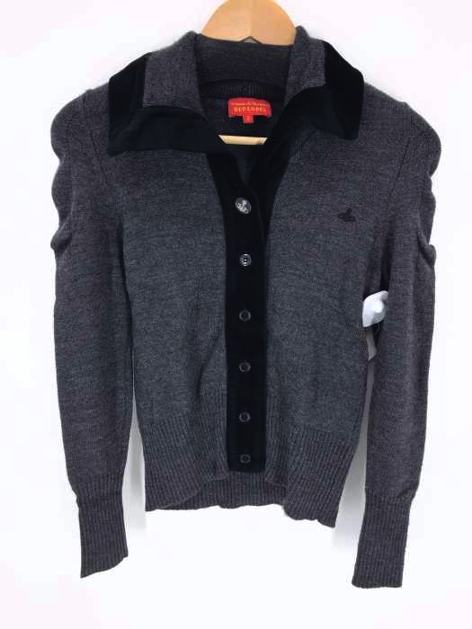 Vivienne Westwood RED LABEL（ヴィヴィアンウエストウッドレッドレーベル） ベロア切替ウールカーディガン オーブ刺繍 レディース トップス