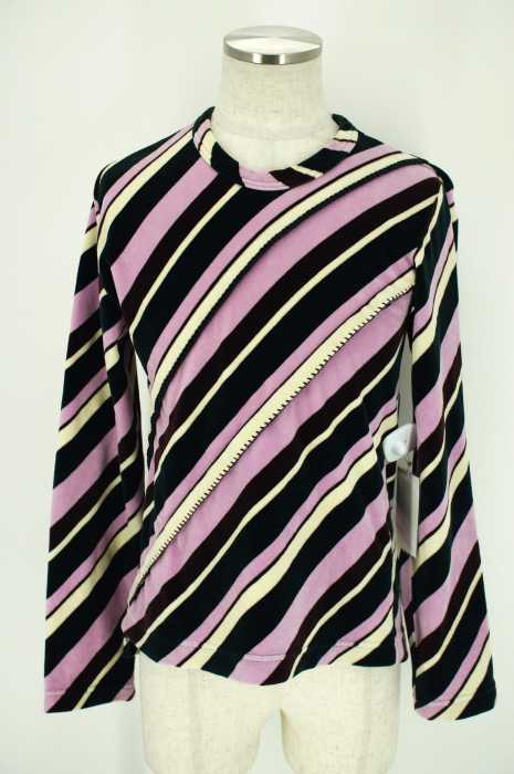 COMME des GARCONS HOMME PLUS EVER GREEN (コムデギャルソンオムプラスエバーグリーン) AD2006 ベロア地 スラッシュストライプ柄トップス メンズ トップス