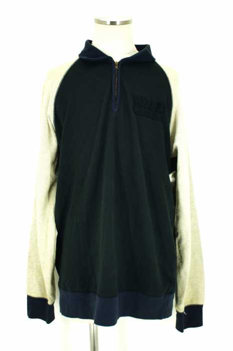 WOOLRICH （ウールリッチ） パイル地切替エルボーパッチ付きハーフジップポロシャツ メンズ トップス