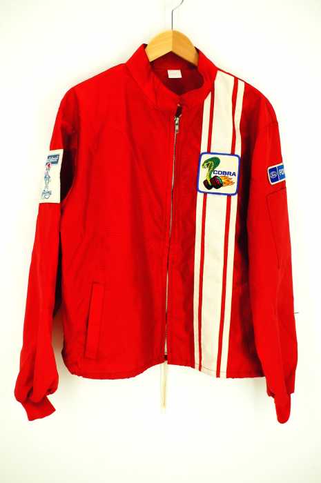 USED古着  （ユーズドフルギ） USA製　ワッペン付きナイロンブルゾン　レーシングジャケット メンズ アウター