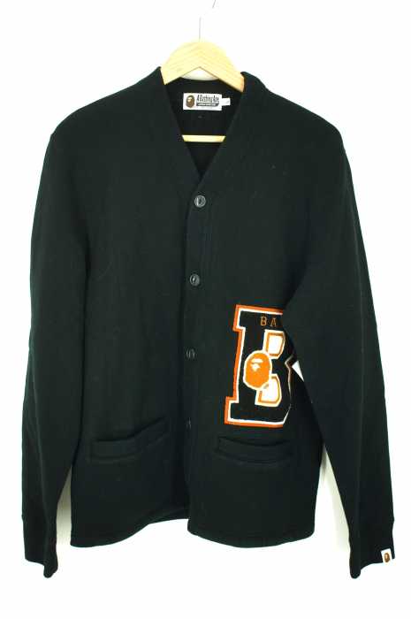 A BATHING APE （アベイシングエイプ） Bロゴワッペンスウェットレタードカーディガン メンズ トップス