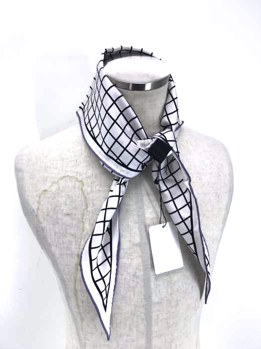 HAIDER ACKERMANN（ハイダーアッカーマン） White Amber Check Scarf シルク スカーフ メンズ ファッション雑貨
