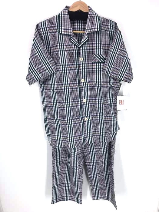 AQUASCUTUM(アクアスキュータム) チェック柄半袖パジャマセットアップ イージーパンツ メンズ セットアップ