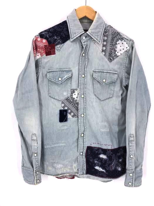 MOMOTARO JEANS （モモタロウジーンズ） パッチワークリメイクデニムウェスタンシャツ メンズ トップス