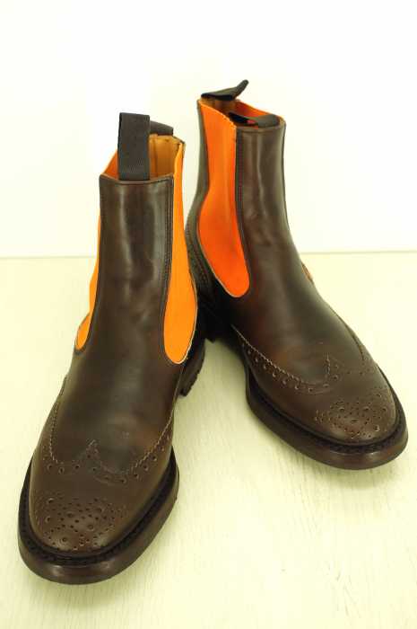 Trickers×AVON HOUSE （トリッカーズ×エーボンハウス） ウィングチップサイドゴアレザーブーツ メンズ シューズ
