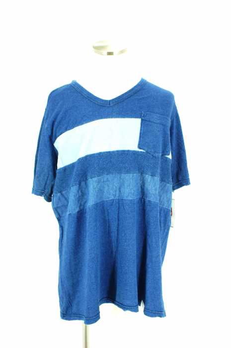 AZUL by moussy （アズールバイマウジー） インディゴドッキング半袖ポケT メンズ トップス