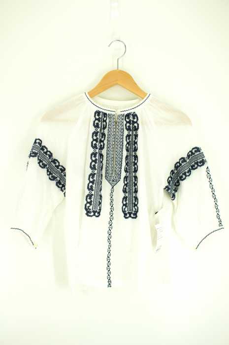 イエナスローブIENASLOBEレース刺繍トップス レースアップ⁄インド刺繍ブラウス⁄FREE⁄ホワイト⁄21-051-912-3110-2-0⁄タグ付