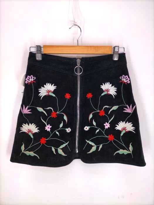 ZARA WOMAN（ザラ ウーマン） 花刺繍入りスエードミニスカート レディース スカート