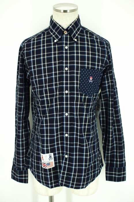 Psycho Bunny (サイコバニー) ALBIATE DENIM チェック柄ボタンダウンシャツ メンズ トップス