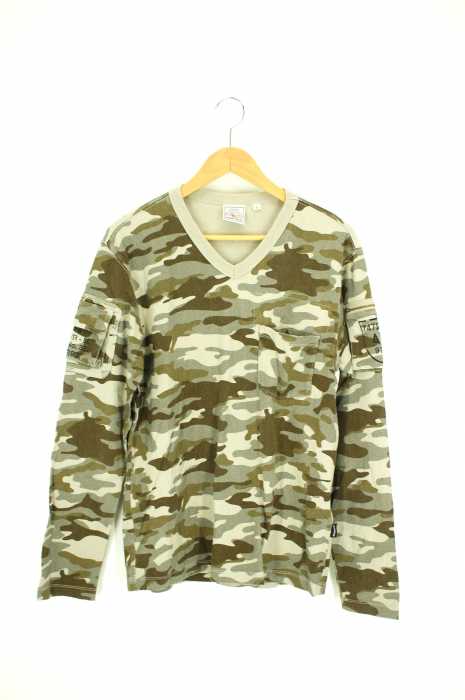 AVIREX（アヴィレックス） CAMOUFLAGE FATIGUE L/S V-NECK T-SHIRT メンズ トップス