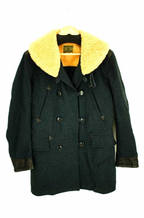  NIGEL CABOURN（ナイジェルケーボン） レザー切り替えしボア付きウールコート メンズ アウター