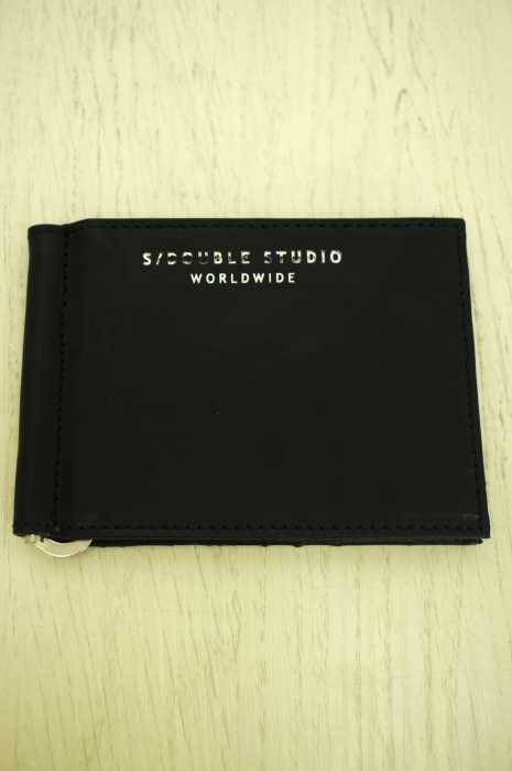 S/Double （エスダブル） ロゴ刻印レザークリップデザイン2つ折り財布 メンズ ファッション雑貨