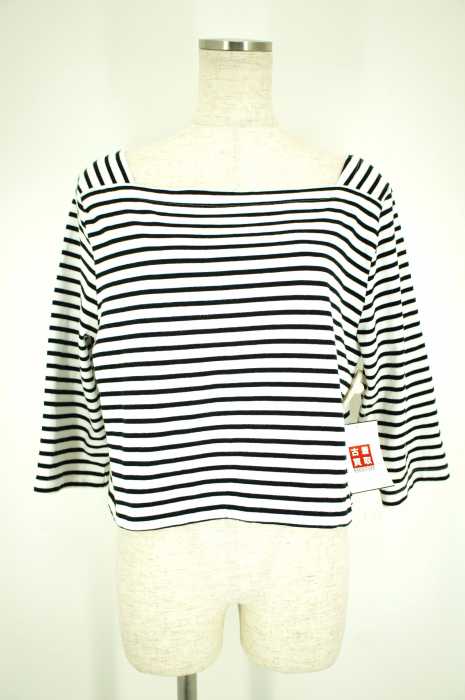 AZUL by moussy (アズールバイマウジー) 度詰天竺ボートネック7分プルオーバー レディース トップス