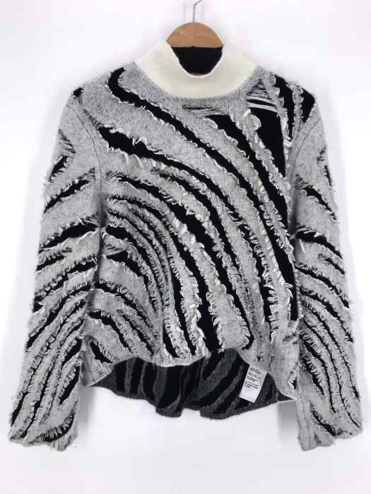 3.1 phillip lim（スリーワンフィリップリム） Zebra Fringe Turtleneck Sweater モヘア混ゼブラフリンジトップ レディース トップス