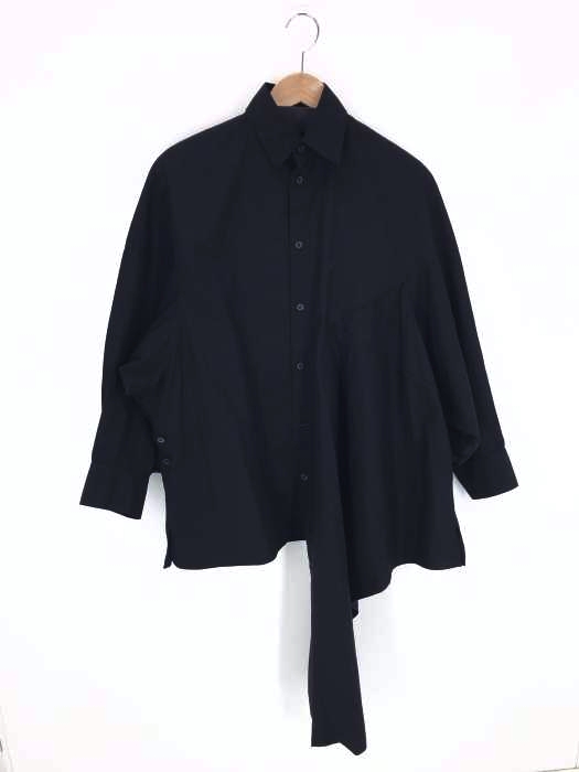 YOHJI YAMAMOTO+NOIR（ヨウジヤマモト プリュスノアール） アシンメトリーコットンロングシャツ レディース トップス