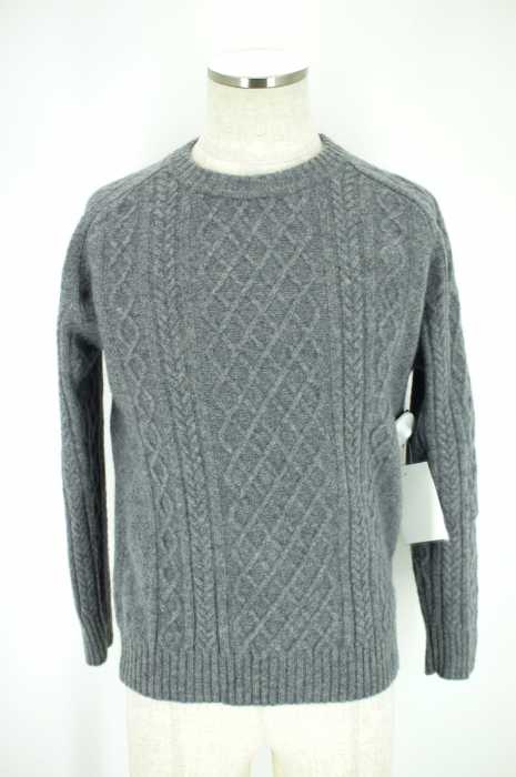 417byEDIFICE （フォーワンセブンバイエディフィス） 15AW 7Gカシミヤブレンドアランケーブルクルーネックニット メンズ トップス