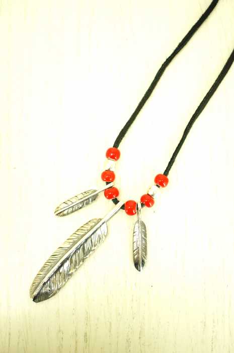 JAM HOME MADE × SHIPS JET BLUE (ジャムホームメイド×シップスジェットブルー) レザーフェザーモチーフネックレス メンズ アクセサリー