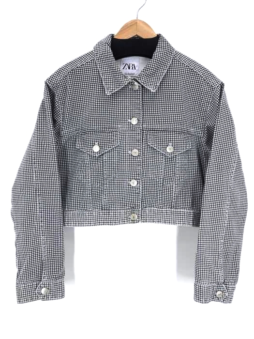 ZARA（ザラ） ウンドトゥース柄クロップドデニムジャケット レディース アウター