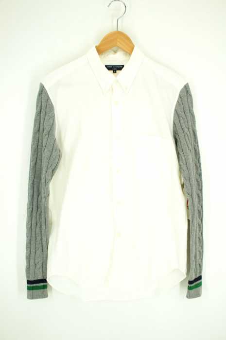COMME des GARCONS HOMME （コムデギャルソンオム） AD2010 ニット袖切替ボタンダウンシャツ メンズ トップス