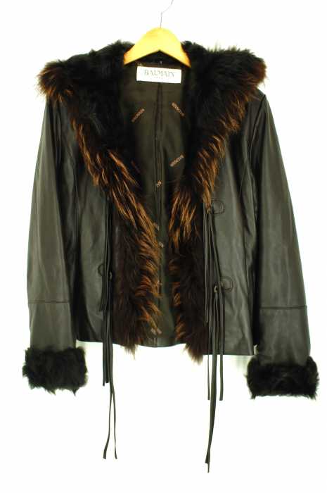 BALMAIN(バルマン) シープレザー ファー付きジャケット レディース アウター