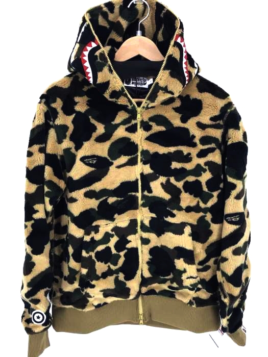 A BATHING APE（アベイシングエイプ） Boa 1st Camo Green PONR Shark Jacket Hoodie メンズ トップス