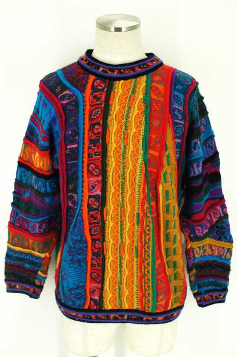 coogi(クージー） オーストラリア製 マルチカラー立体編長袖セーター メンズ トップス