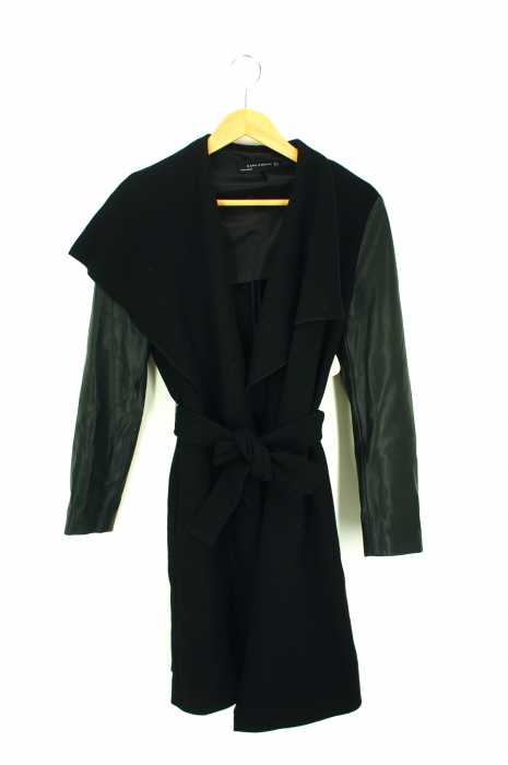 ZARA WOMAN （ザラ ウーマン） フェイクレザー切替ロングガウンコート レディース アウター