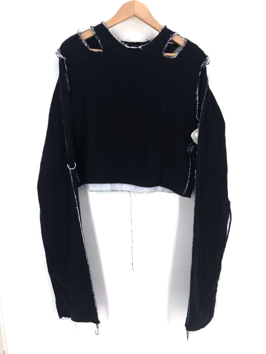 TAKESHI KOSAKA by Ys Pink Label(タケシコウサカ バイ ワイズ ピンクレーベル) CUT OUT DETAIL LONG SLEEVED TOP IN BLACK レディース トップス