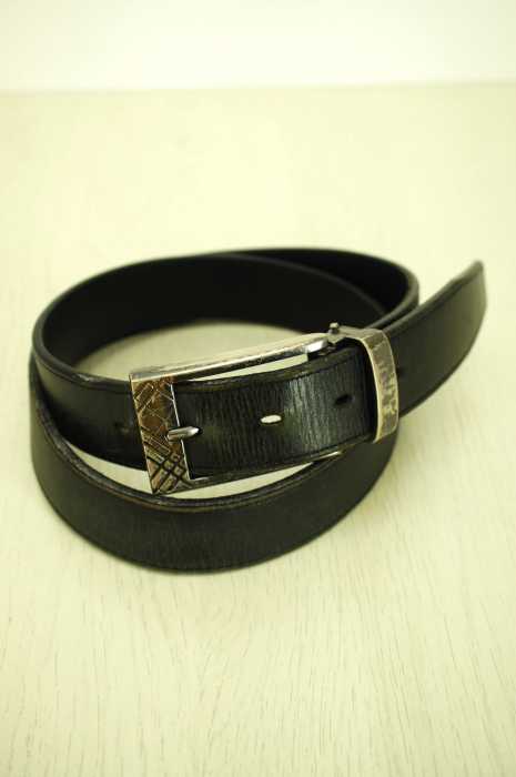 BURBERRY BLACK LABEL (バーバリーブラックレーベル) 刻印バックルレザーベルト メンズ アクセサリー