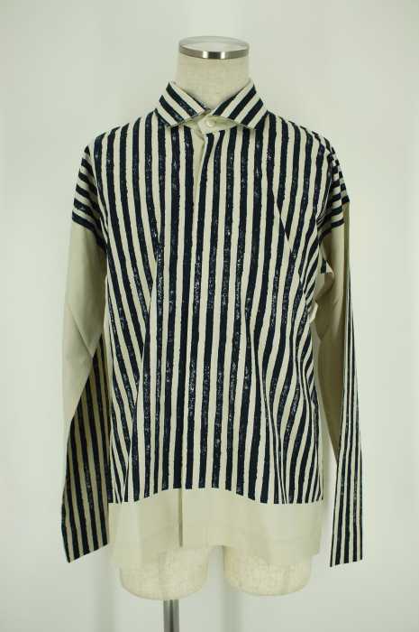 ISSEY MIYAKE HOMME PLISSE （） 比翼ボタン　ストライプ柄ボタンシャツ メンズ トップス