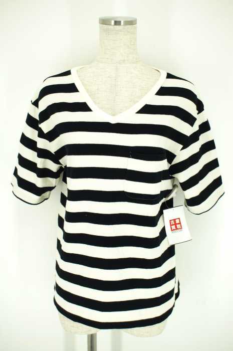 w closet （ダブルクローゼット） Vネック ボーダーTシャツ レディース トップス