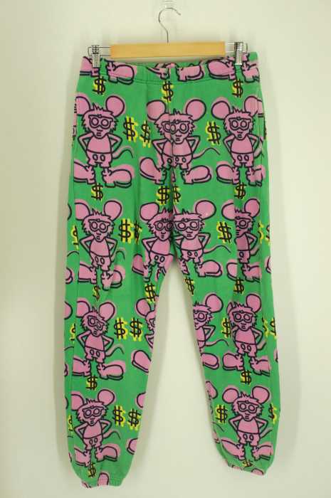 JOYRICH×Kirth Haring （ジョイリッチ） andymouse総柄スウェットイージーパンツ メンズ パンツ