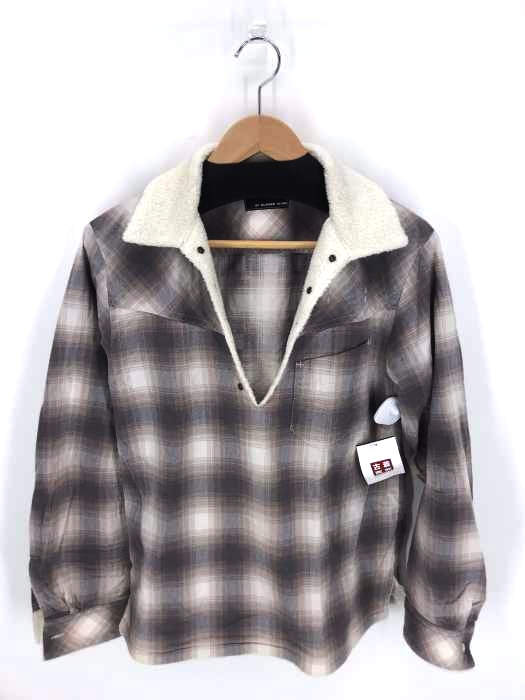 NUMBER (N)INE(ナンバーナイン) A CLOSED FEELING期 ボア プリント チェック プルオーバーシャツ バーガンディー メンズ トップス