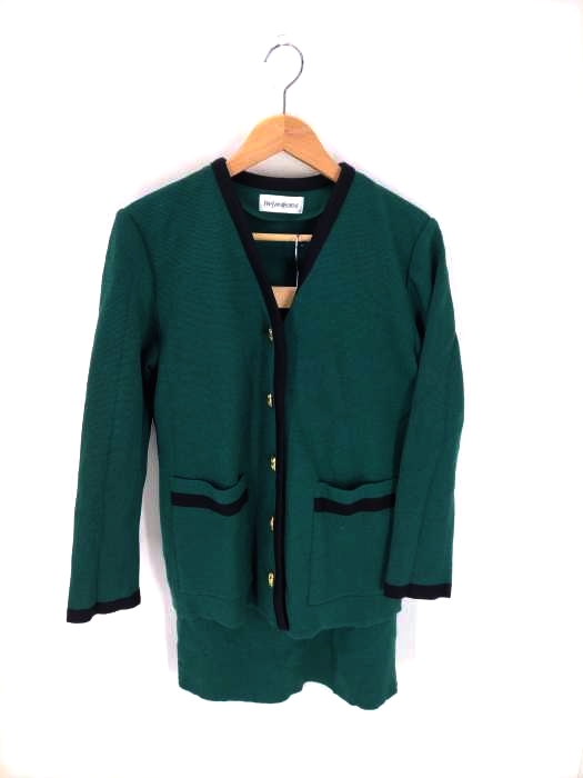 Yves Saint Laurent(イヴサンローラン) ヴィンテージ 金ボタンウールカーディガン&タイトスカートセットアップ レディース セットアップ