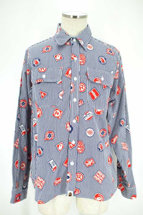 A BATHING APE （アベイシングエイプ） ストライプ柄 ワークシャツ メンズ トップス