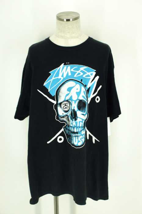 STUSSY (ステューシー) スカルロゴプリント半袖Tシャツ トップス メンズ トップス