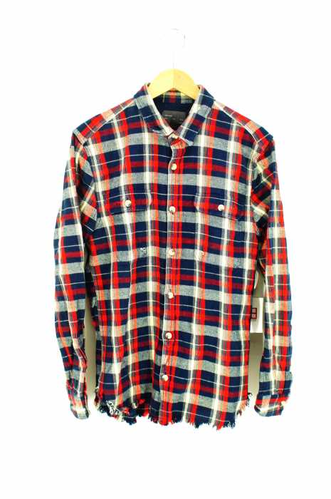 ZARA MAN （ザラマン） ダメージ加工　カットオフチェック柄シャツ メンズ トップス
