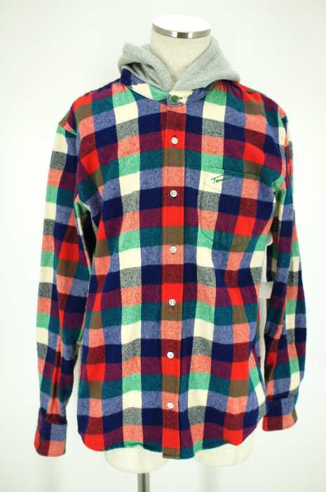 TOMMY （トミー） ブロックチェック柄 フード付き ネルシャツ メンズ トップス