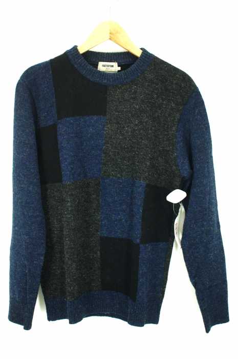 FACTOTUM （ファクトタム） インターシャエルボーパッチ クルーネック メンズ トップス