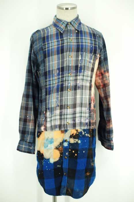 STARLIGHTS (スターライツ) チェック柄 リメイクロングシャツ メンズ トップス