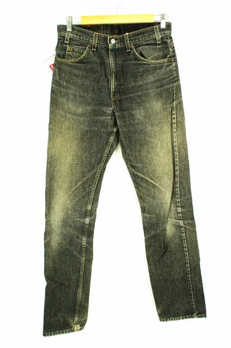 Levi's (リーバイス) 90年代 USA製 オレンジタブ クラッシュ加工ブラックデニム メンズ パンツ