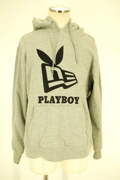 new era × PLAY BOY (ニューエラ プレイボーイ) ロゴプリント スウェット プルオーバーパーカー メンズ トップス
