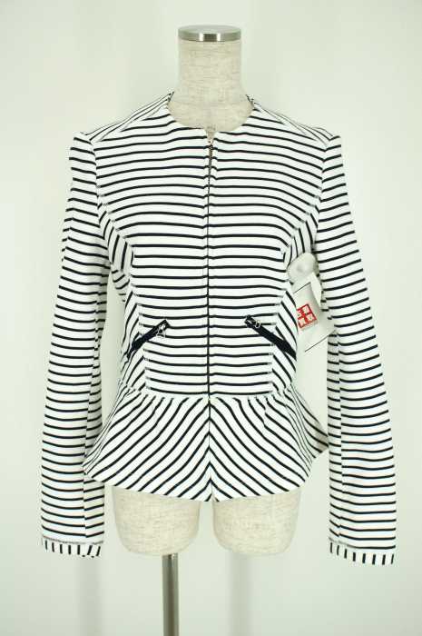 ZARA trafaluc （） ノーカラー　ボーダー柄ジャケット レディース アウター