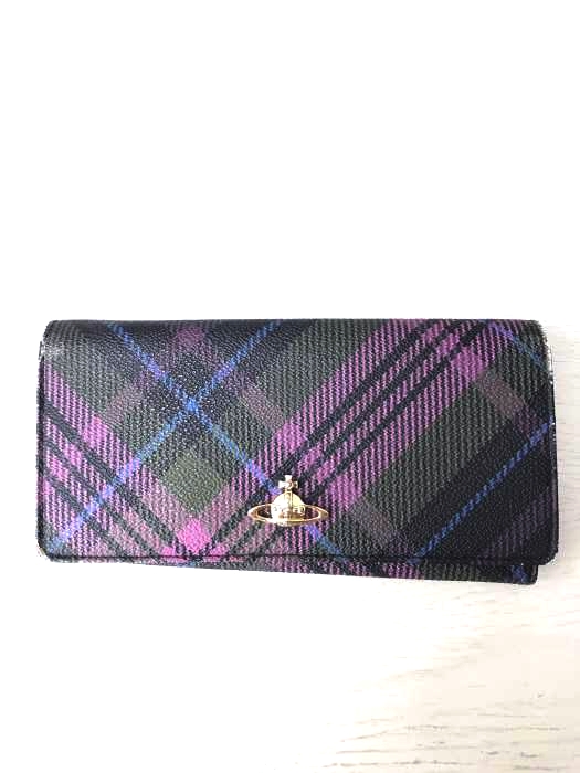 Vivienne Westwood LONDON（ヴィヴィアンウエストウッドロンドン） タータンチェックオーブロゴ長財布 レディース 財布・ケース