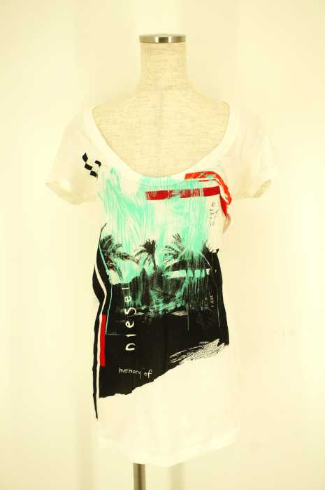 DIESEL （ディーゼル） プリントUネックTシャツ レディース トップス