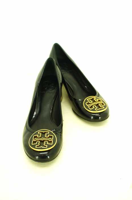 TORY BURCH（トリーバーチ） ロゴ装飾　エナメル　ウッドソールパンプス レディース シューズ