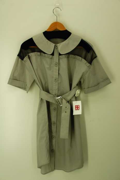 Ank Rouge(アンクルージュ) フリルシャツワンピース グレー レディース ワンピース