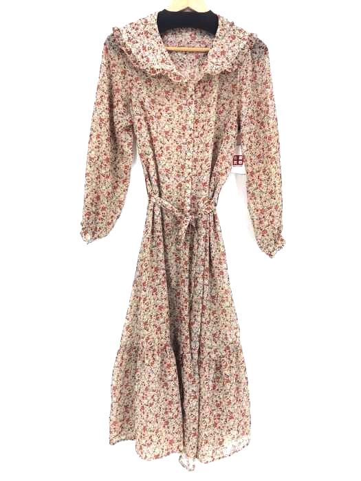 w closet（ダブルクローゼット） 花柄シフォン襟付きワンピース レディース ワンピース