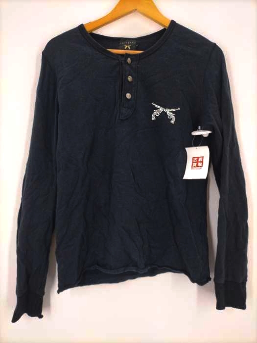 roarguns（ロアーガンズ） 二丁拳銃ラインストーン装飾 ヘンリーネックTシャツ メンズ トップス